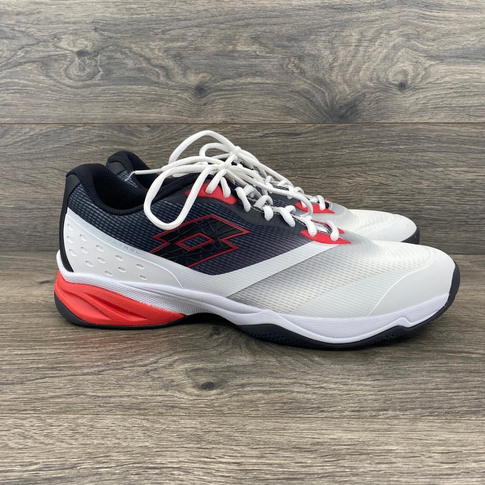 Lotto Mirage 600 ALR Tennis Shoes Mens 12.5 White Black Red Performance Sneaker